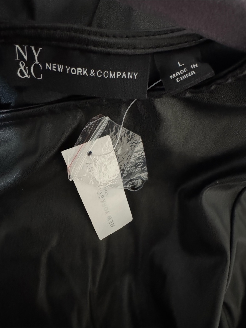 New York & Company Black Faux Leather High-Low Dress - Picture 7 of 9